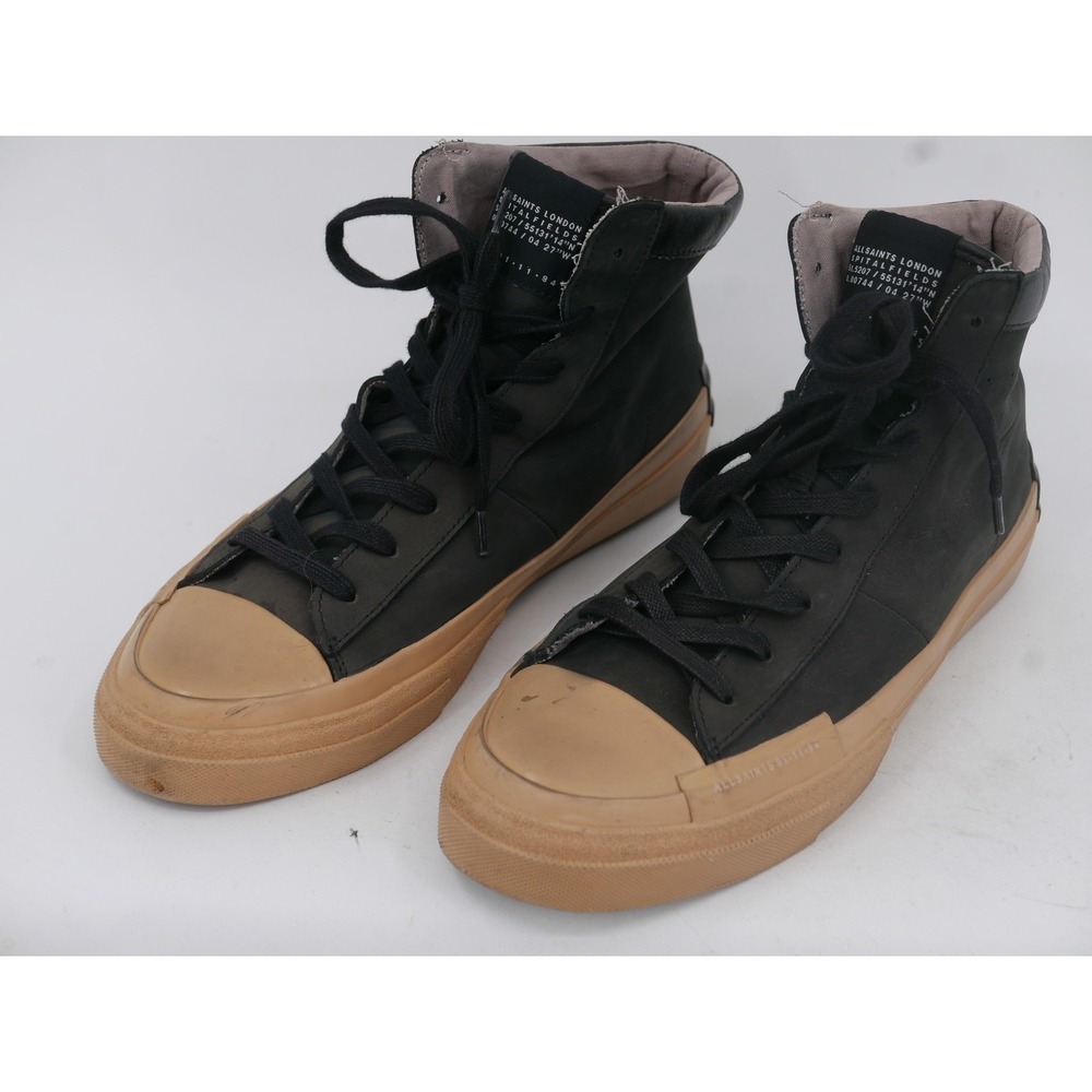 AllSaints Smith Shoes Black Leather High Top Lace Up Sneakers Men's Size 12